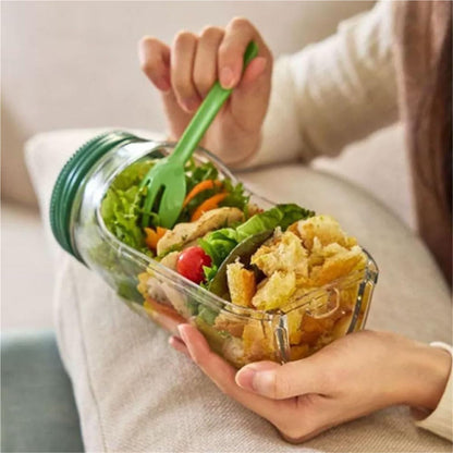 Salad Pod – Leakproof Mason Jar Style Salad Container with Side Hatch Bowl Design