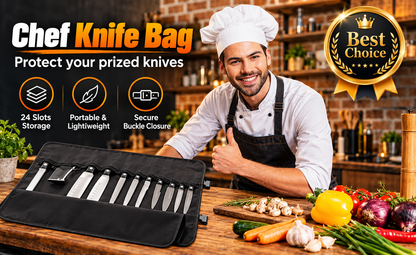 🔪Chef Knife Bag With 24 Slots Cutlery Knives Holders Protectors
