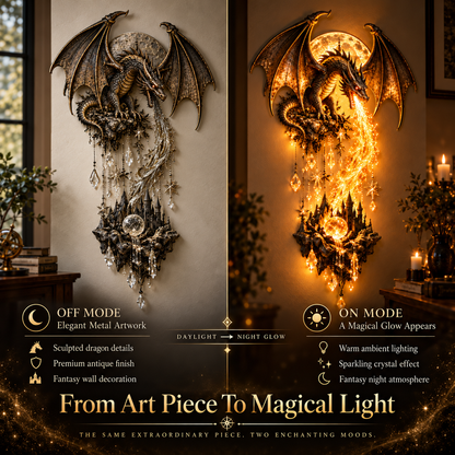 Dragonfire Moonlight Wall Lamp | Enchanted Fantasy Castle Decor 🌙