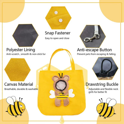 🐝Bee Out Cute Canvas Pet Bag | Cute Bee-Shaped Pet Canvas Shoulder Carrier🐾