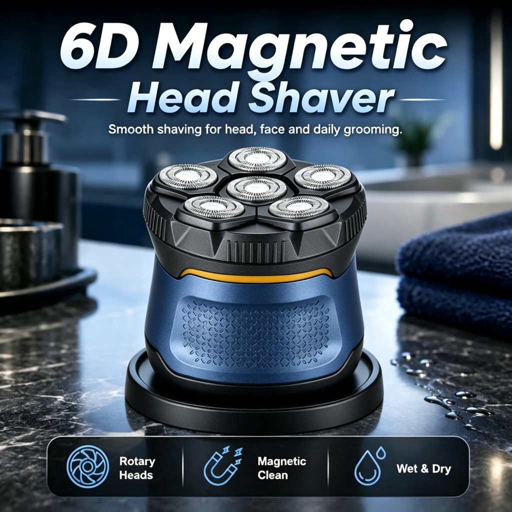🔥 6D Floating Head Shaver for Men – Cordless Waterproof Electric Bald Head Razor