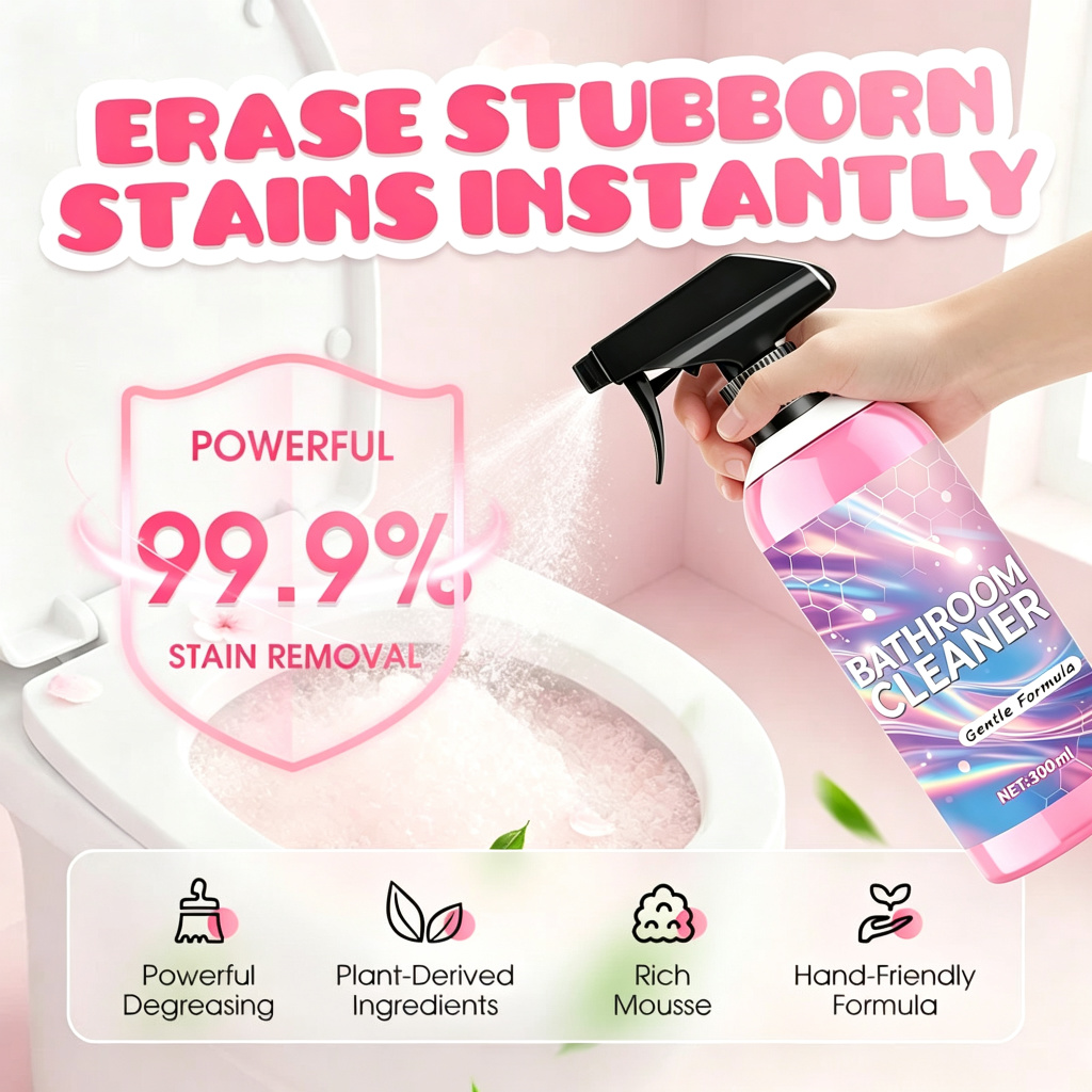 🧼 Multi-Purpose Bathroom Cleaner Spray – Water Stain, Limescale & Soap Scum Cleaner ✨