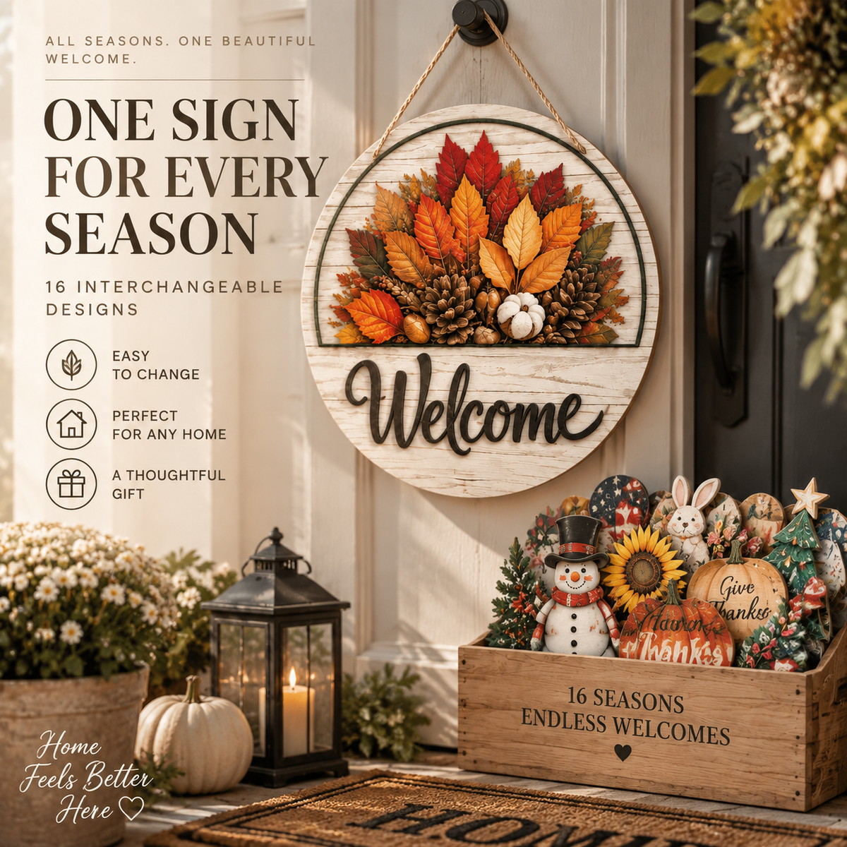 16 Pcs Interchangeable Welcome Sign for Front Door