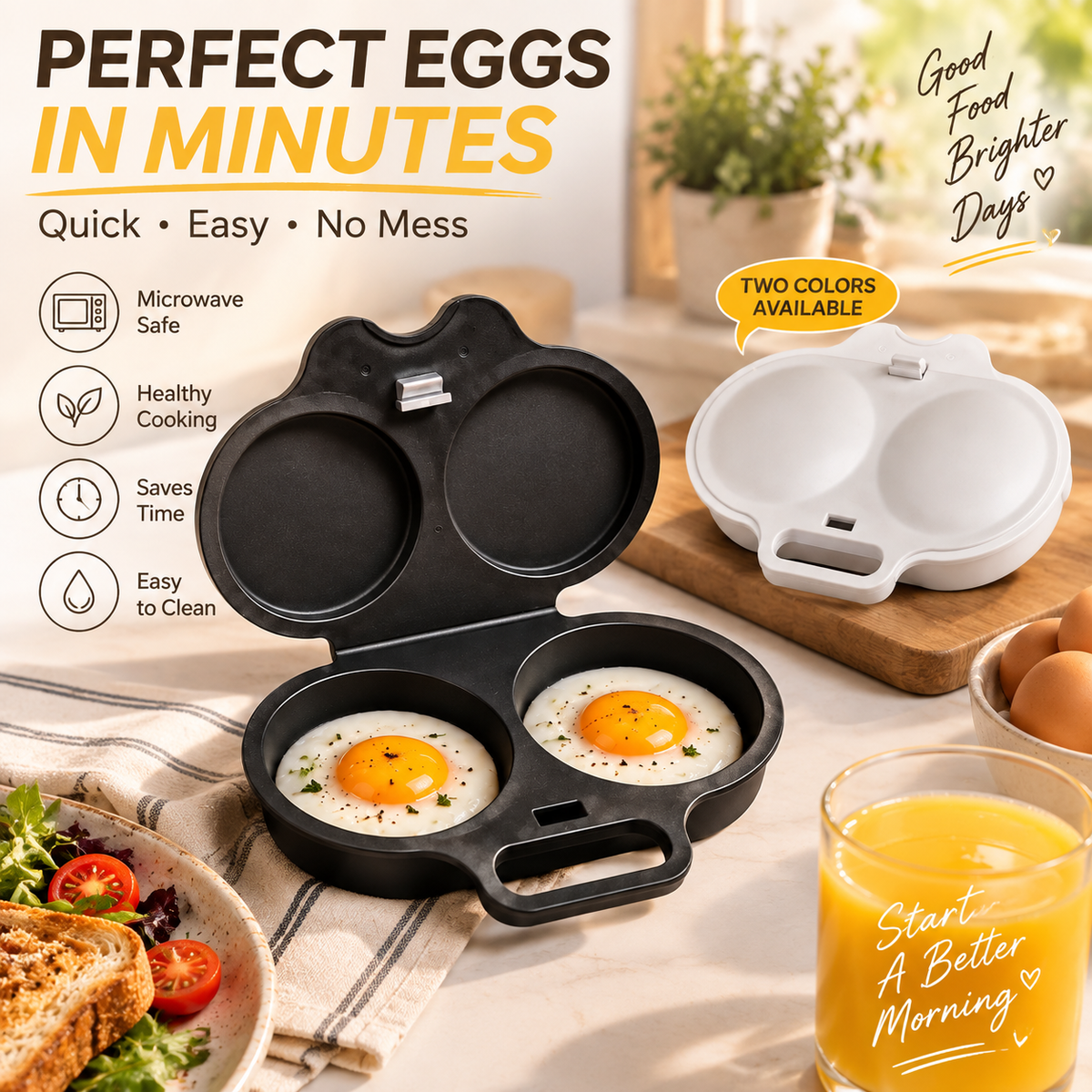 🍳 2-Egg Microwave Poacher – Easy Dual-Cavity Breakfast Cooker