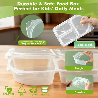 Reusable Snack Containers 2 Compartment with Lids