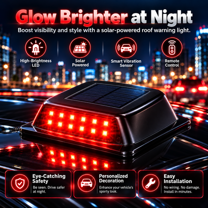 Solar LED Roof Warning Light for Cars with Remote Control