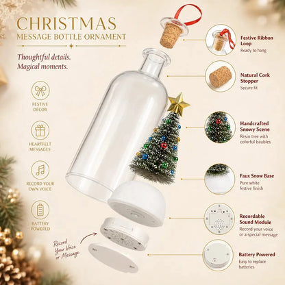 Recordable Christmas Message in a Bottle Ornament – Voice Recording Keepsake