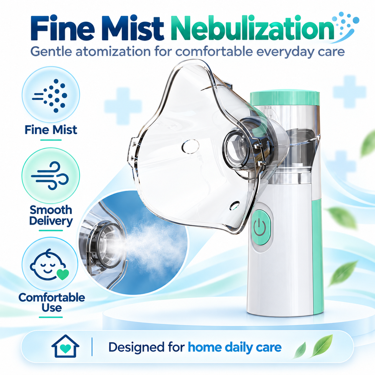 Portable Mesh Nebulizer Machine for Adults and Kids | Silent Nebulizer for Baby, Travel & Home
