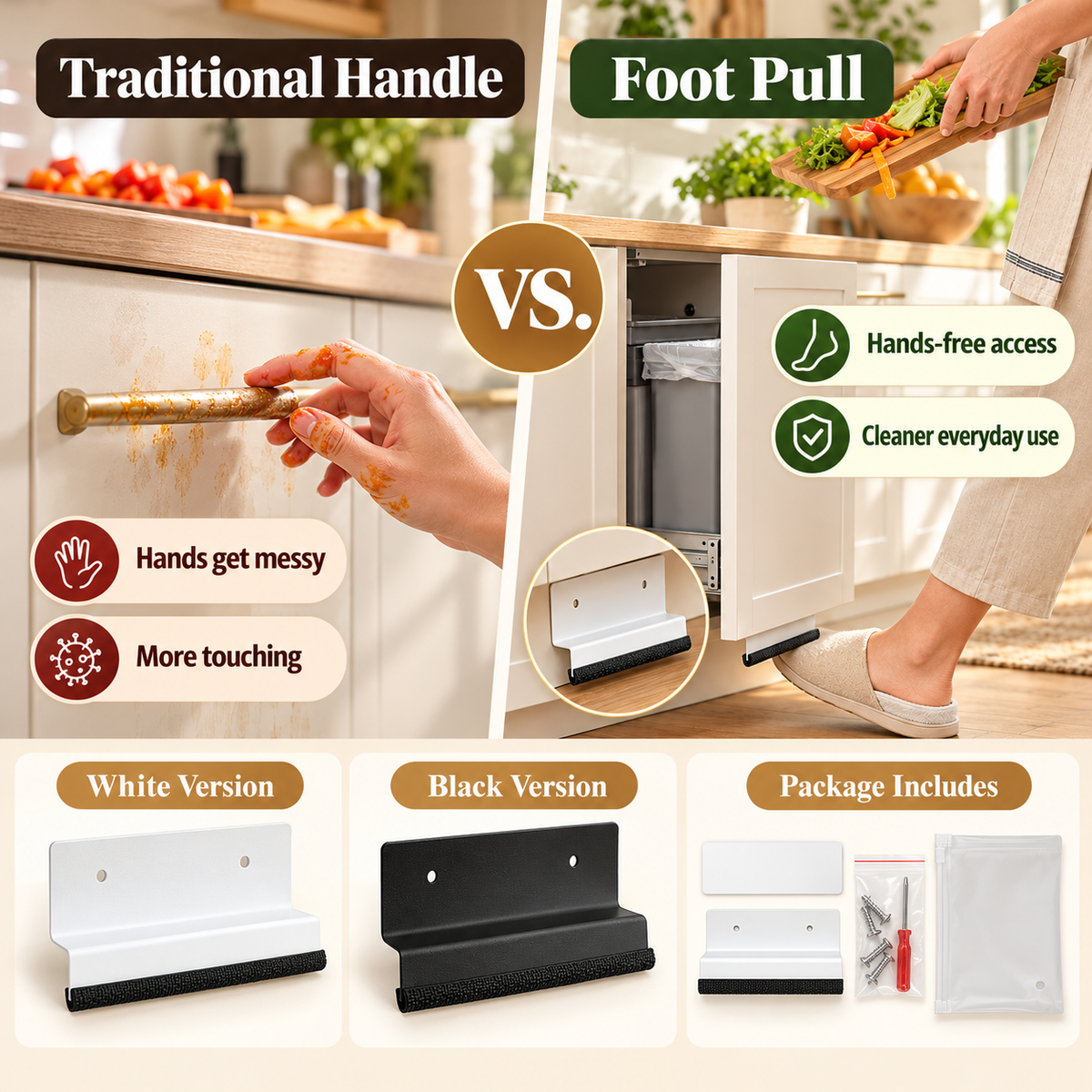 🔥 Limited-Time 49% OFF- 🦶 Under Cabinet Foot Pull | 🙌 Hands-Free Cabinet Door Opener