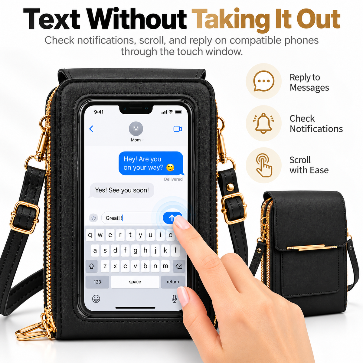 👜 Women's Touch Screen Crossbody Phone Bag · No Need to Take Out Phone 📱 — Best Gift for Her 💕
