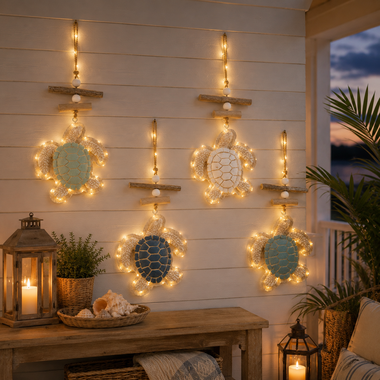 Glowing Coastal Sea Turtle Wall Art
