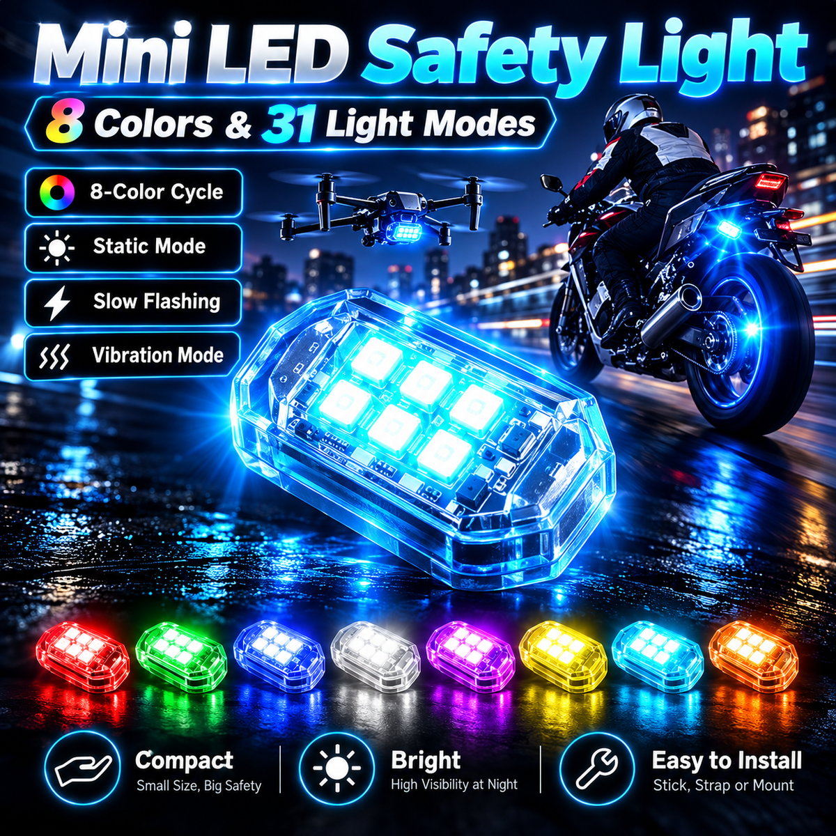 8 Colors Wireless Led Lights with Remote