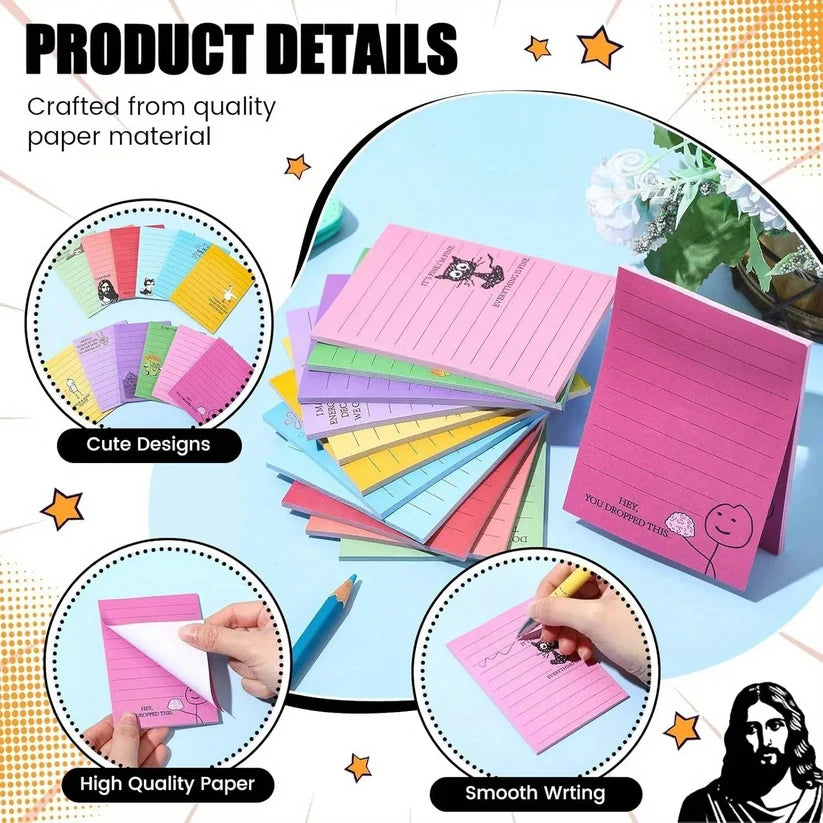 12 Pcs Funny Sticky Notes for Work 4x3 Inches Sarcastic Self Adhesive Notepads