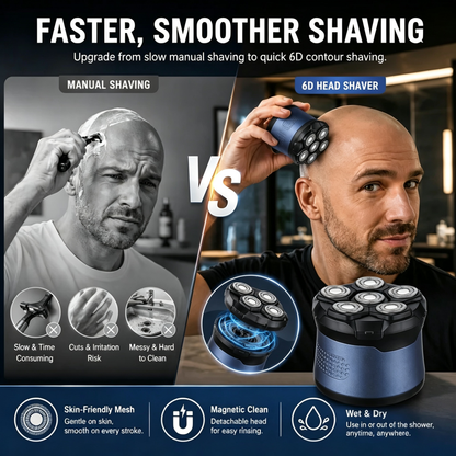 🔥 6D Floating Head Shaver for Men – Cordless Waterproof Electric Bald Head Razor