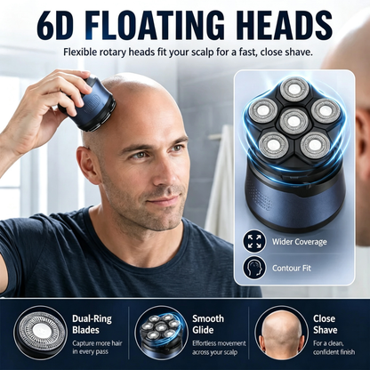 🔥 6D Floating Head Shaver for Men – Cordless Waterproof Electric Bald Head Razor