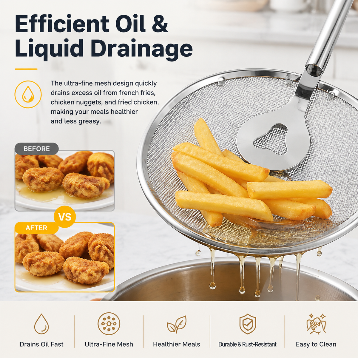 🍳2-in-1 Stainless Steel Oil Filter Clip-Suitable for fried foods