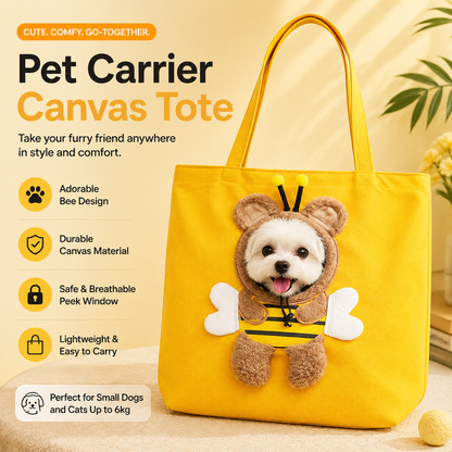 🐝Bee Out Cute Canvas Pet Bag | Cute Bee-Shaped Pet Canvas Shoulder Carrier🐾