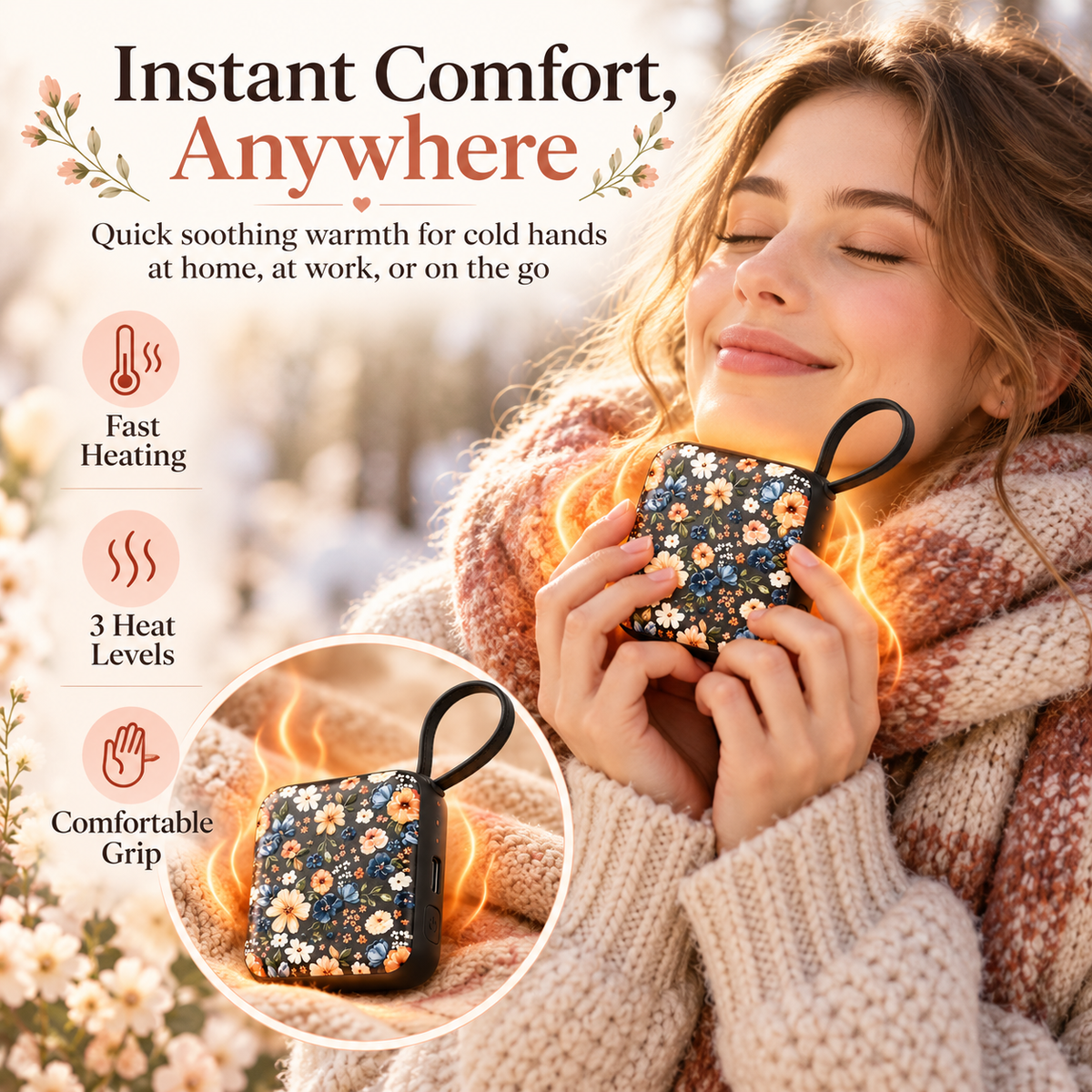 Rechargeable Hand Warmer – Slim Pocket Heater with Smart Temp Control