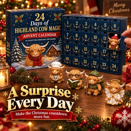 🔥 Last Day 50% OFF! 🐮 24-Day Highland Cow Surprise Advent Calendar 🎄
