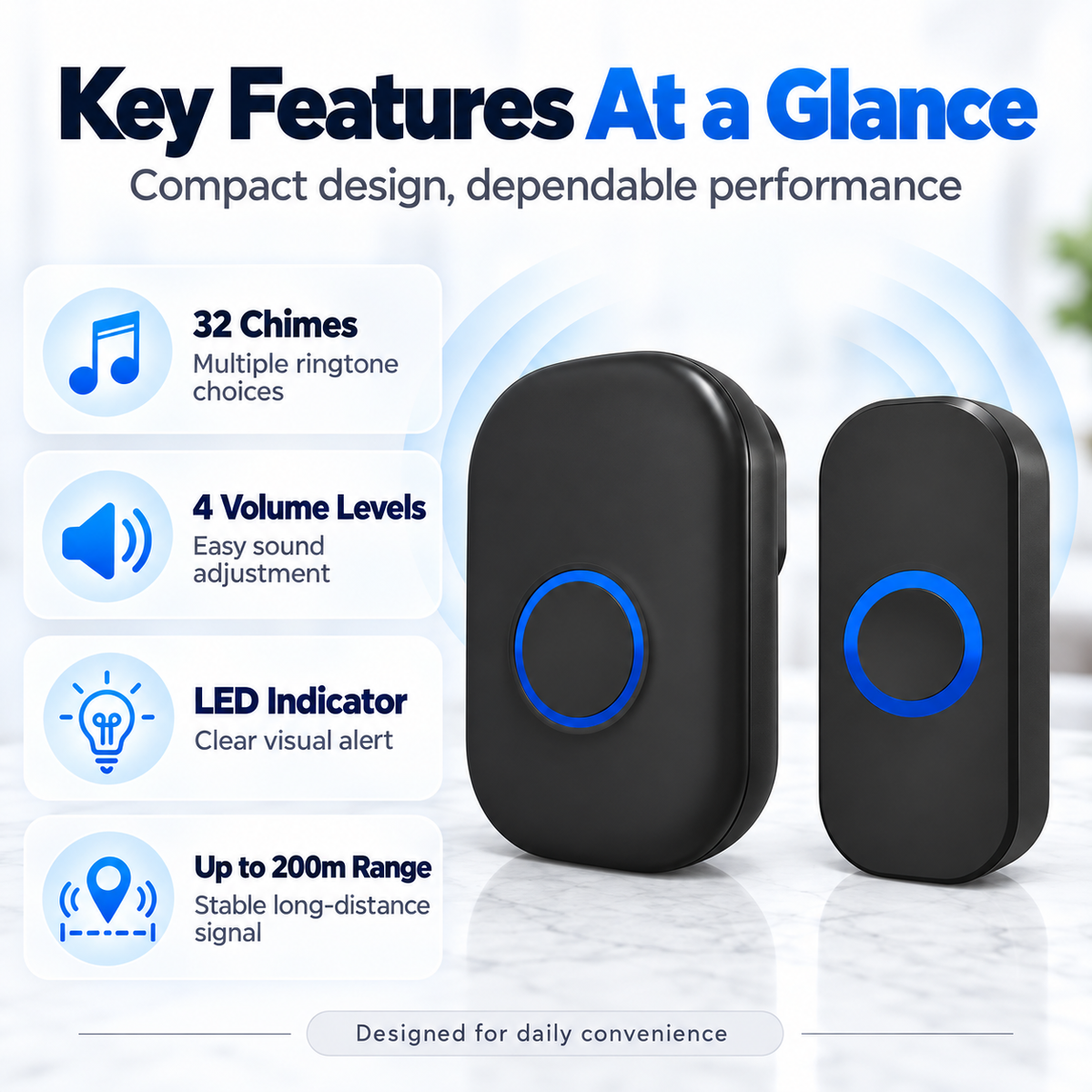 Wireless Door Bell Remote 32 Songs Melodies Home Smart Doorbell