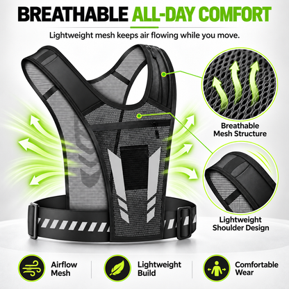 Hands-free reflective running vest