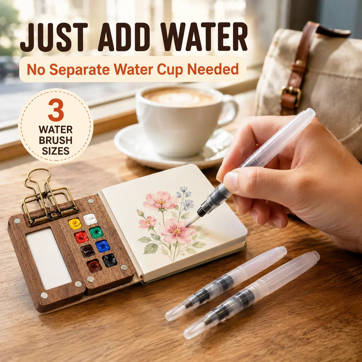 Walnut Wood Mini Watercolor Palette Kit