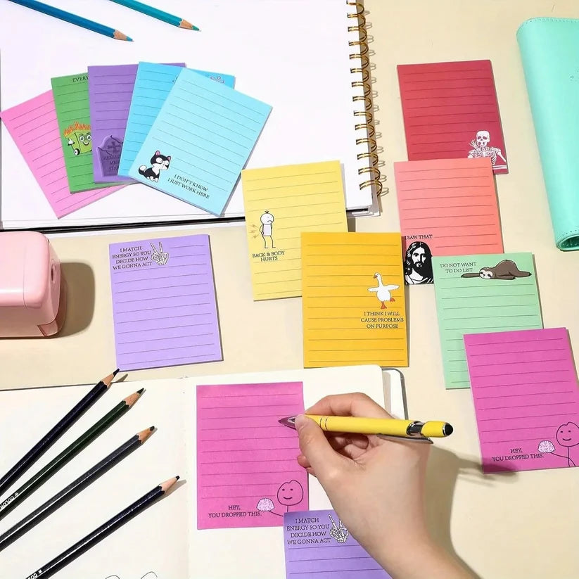 12 Pcs Funny Sticky Notes for Work 4x3 Inches Sarcastic Self Adhesive Notepads