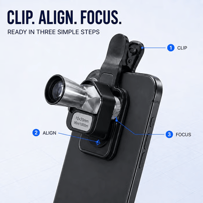 🔭 10×20 Mini Monocular Phone Telescope – Pocket Long-Distance Viewer with Adjustable Smartphone Clip