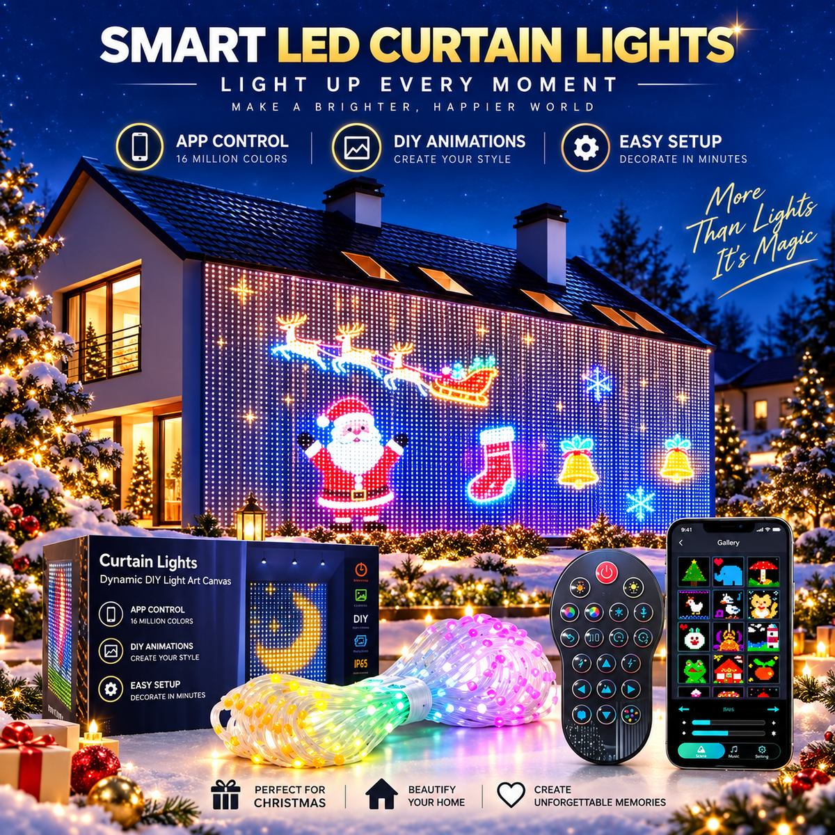 Smart RGB Curtain Lights USB App Control