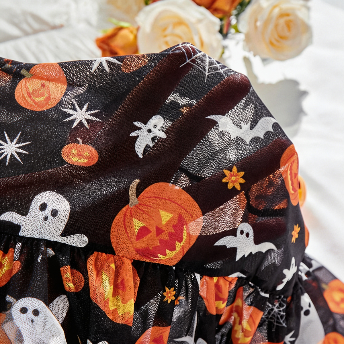 Women's Halloween Skull Pumpkin Nightdress, Deep V Neck