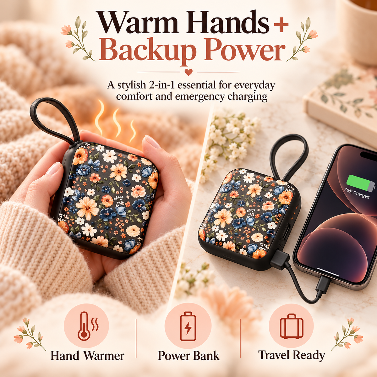 Rechargeable Hand Warmer – Slim Pocket Heater with Smart Temp Control