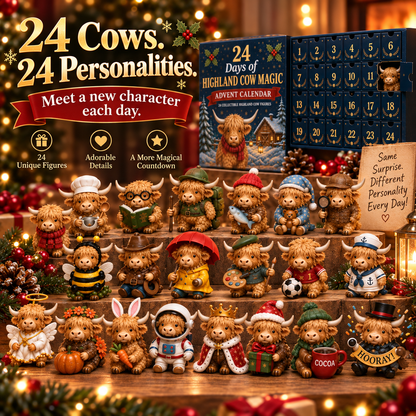 🔥 Last Day 50% OFF! 🐮 24-Day Highland Cow Surprise Advent Calendar 🎄