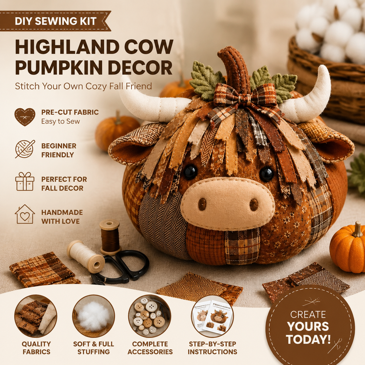 🔥DIY Animal Pumpkin Sewing Kit