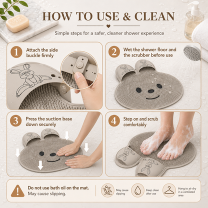Rabbit Silicone Foot Scrubber Non-Slip Pad for Bath