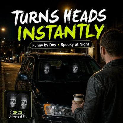 “Scary Face” Headrest Cover, Spooky-Style Stretchable Headrest Protector