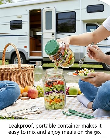 Salad Jar with Side Opening & Dressing Cup