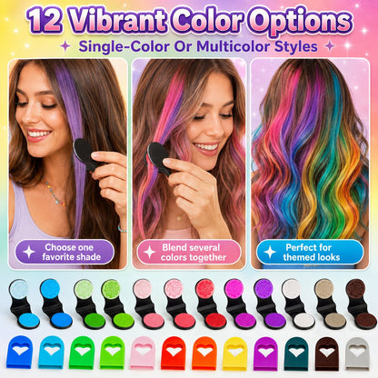🌈 12-Color Washable Hair Chalk Set
