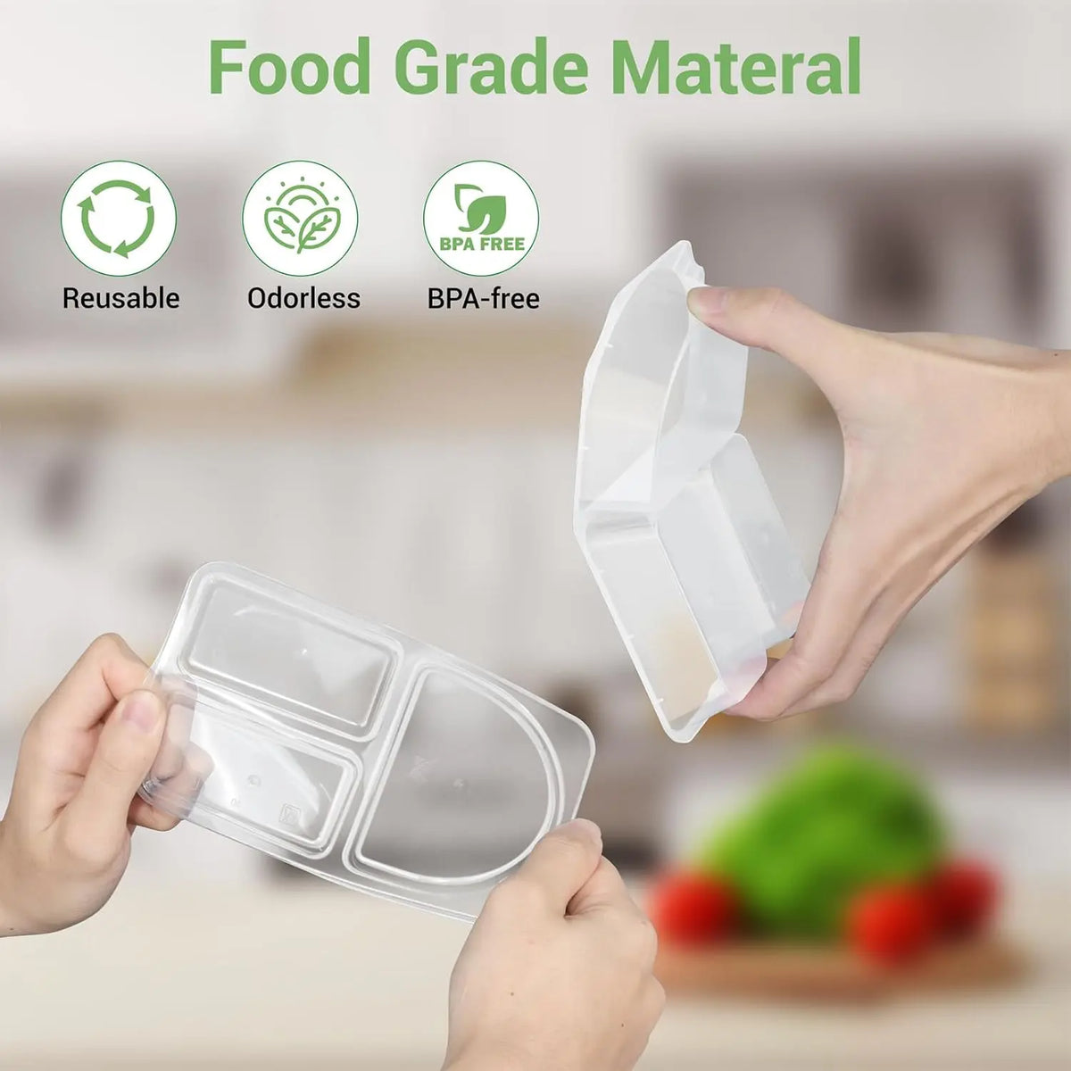 Reusable Snack Containers 2 Compartment with Lids