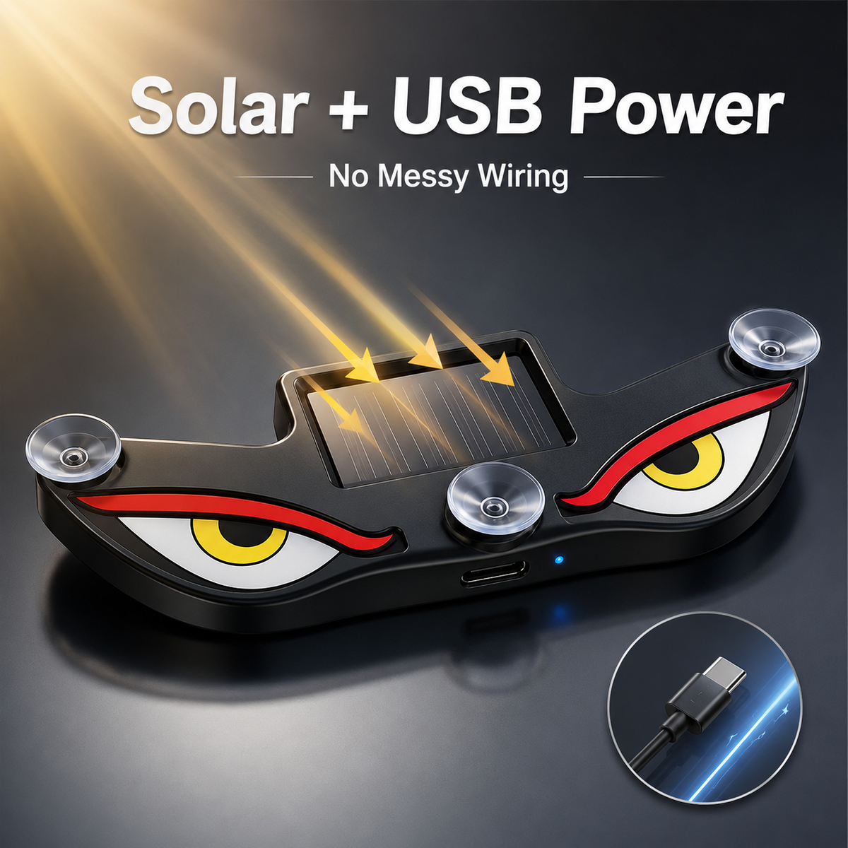 🔥 Solar LED Car Eyes – Flashing Windshield Light