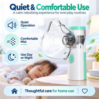 Portable Mesh Nebulizer Machine for Adults and Kids | Silent Nebulizer for Baby, Travel & Home