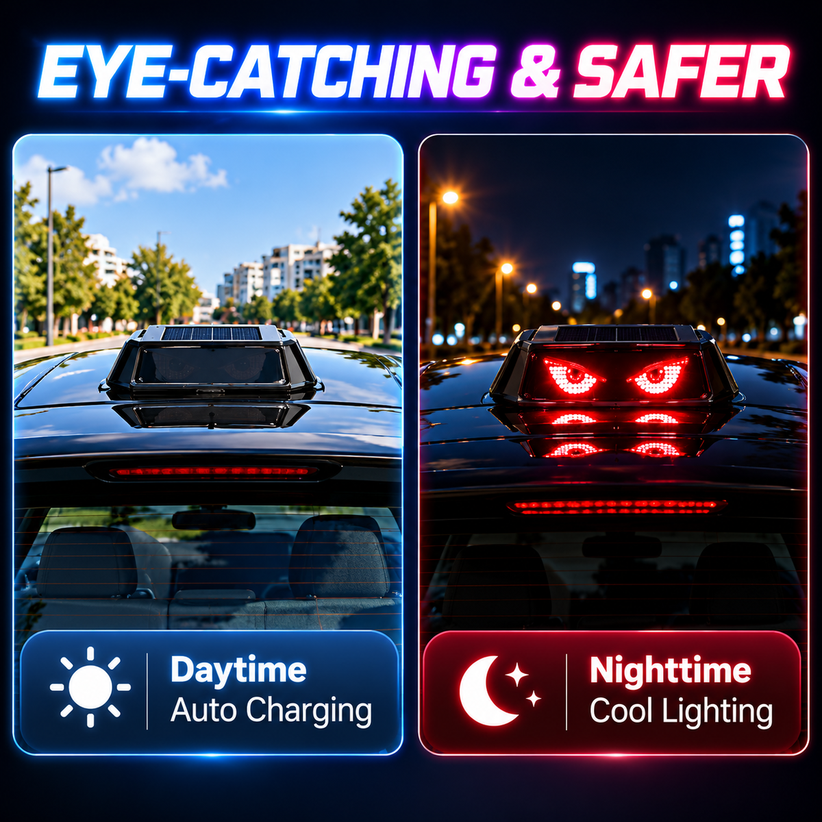 Solar LED Roof Warning Light for Cars with Remote Control