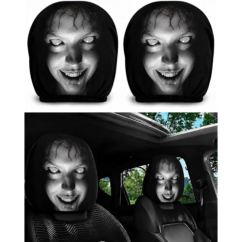 “Scary Face” Headrest Cover, Spooky-Style Stretchable Headrest Protector
