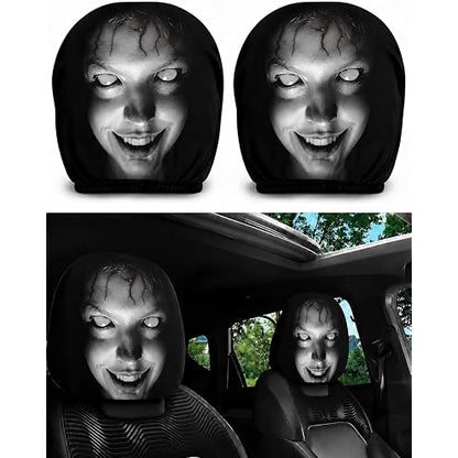 “Scary Face” Headrest Cover, Spooky-Style Stretchable Headrest Protector