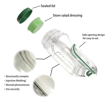 Salad Pod – Leakproof Mason Jar Style Salad Container with Side Hatch Bowl Design