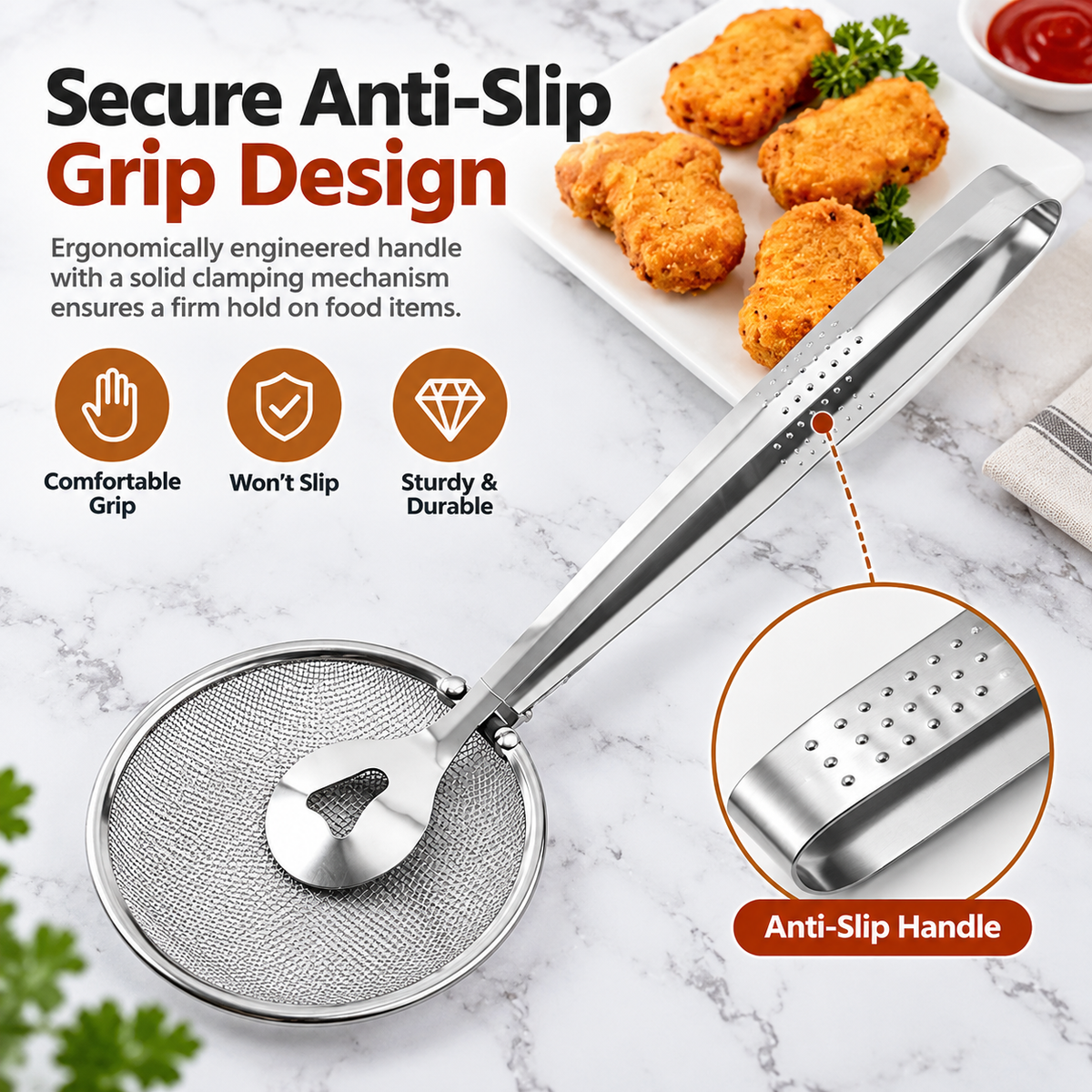 🍳2-in-1 Stainless Steel Oil Filter Clip-Suitable for fried foods