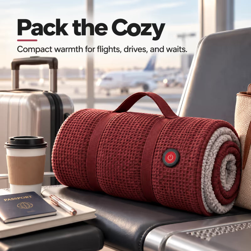 Wearable Heated Blanket & Shawl – 8-Zone USB Heating, 3 Heat Levels, Hands-Free Design with Soft Fleece Lining