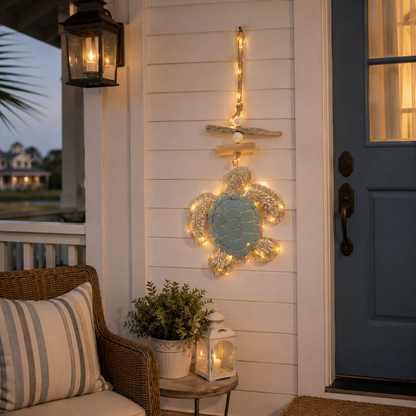 Glowing Coastal Sea Turtle Wall Art