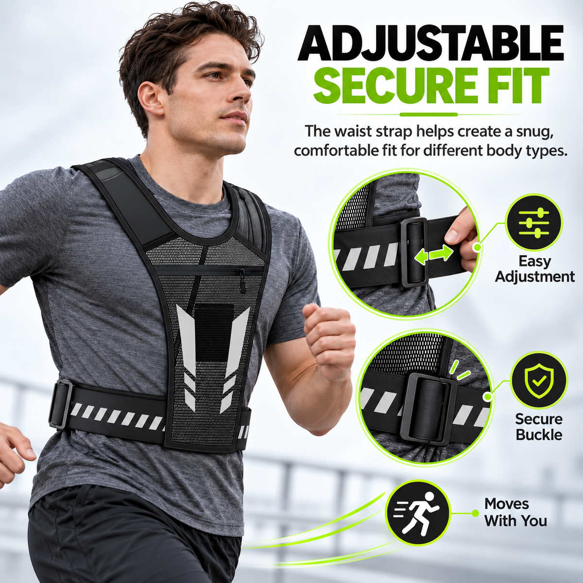 Hands-free reflective running vest