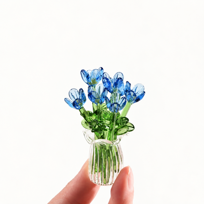 🌹Handcrafted Mini Glass Flower Set with Vase