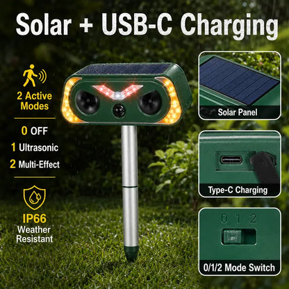 🌱Solar Motion-Activated Animal Repellent – Garden & Yard Protection